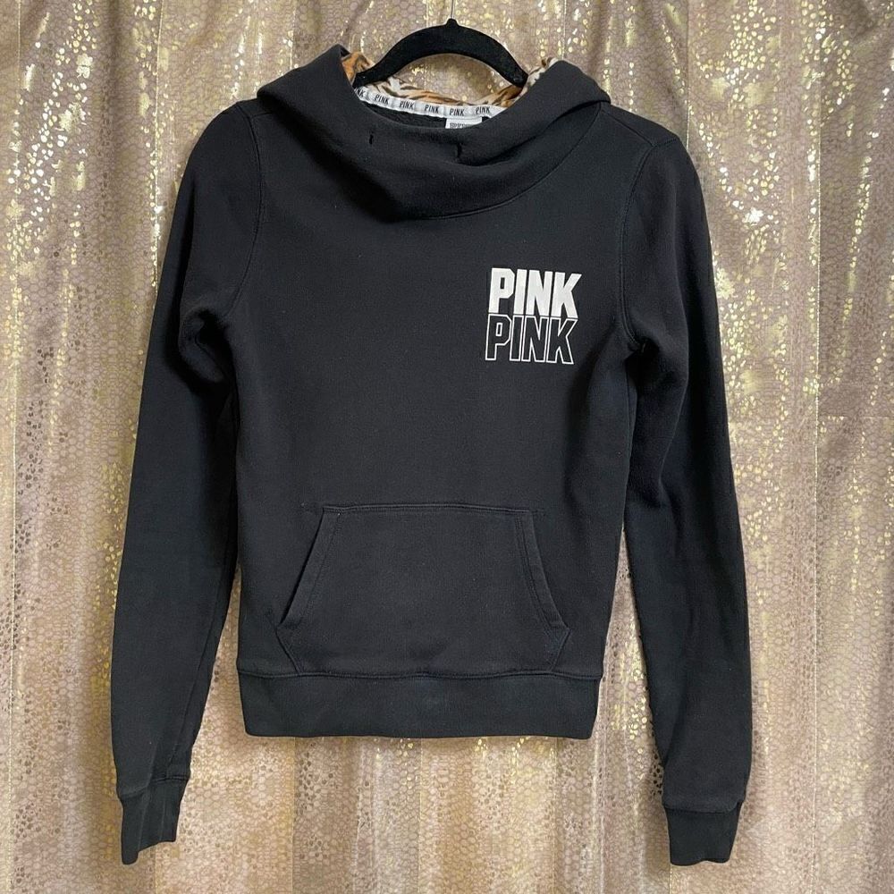 PINK Victorias Secret Black Tiger Hoodie Pullover Sweater, XS‎